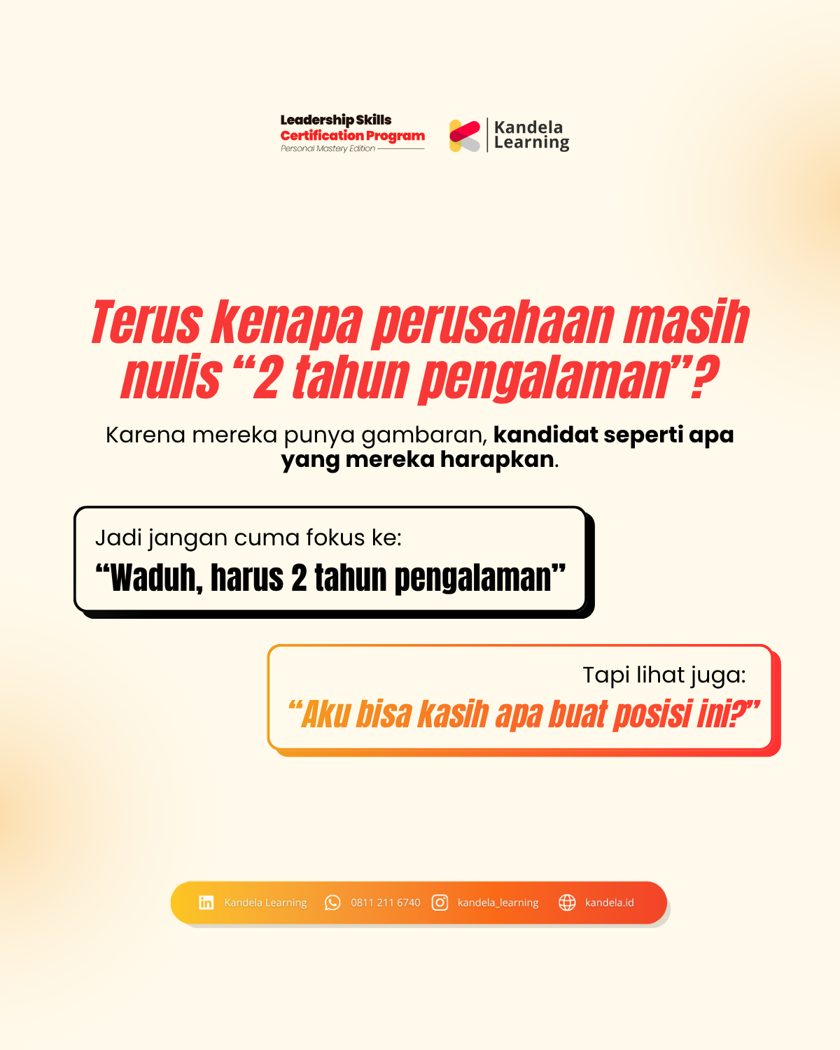 Terus kenapa perusahaan masih nulis 2 tahun pengalaman — carousel slide 6